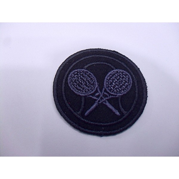 TOPPA PATCH TONDA RICAMO SU TESSUTO DISEGNO RACCHETTE TERMO O CUCIRE DIAM. 4,1cm