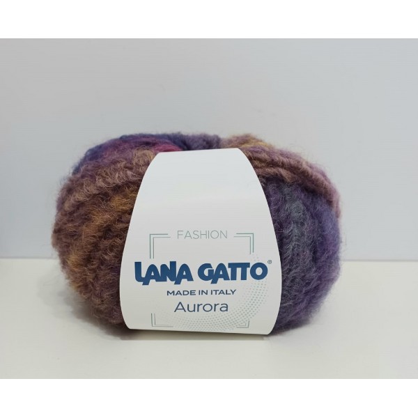 Gomitolo moda 50 gr. 50 mt. Lana Gatto "Aurora" 100% lana vergine ferri 7