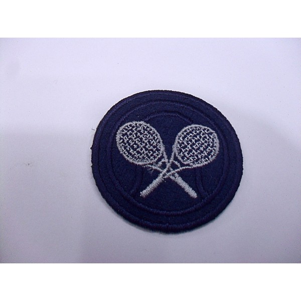 TOPPA PATCH TONDA RICAMO SU TESSUTO DISEGNO RACCHETTE TERMO O CUCIRE DIAM. 4,1cm