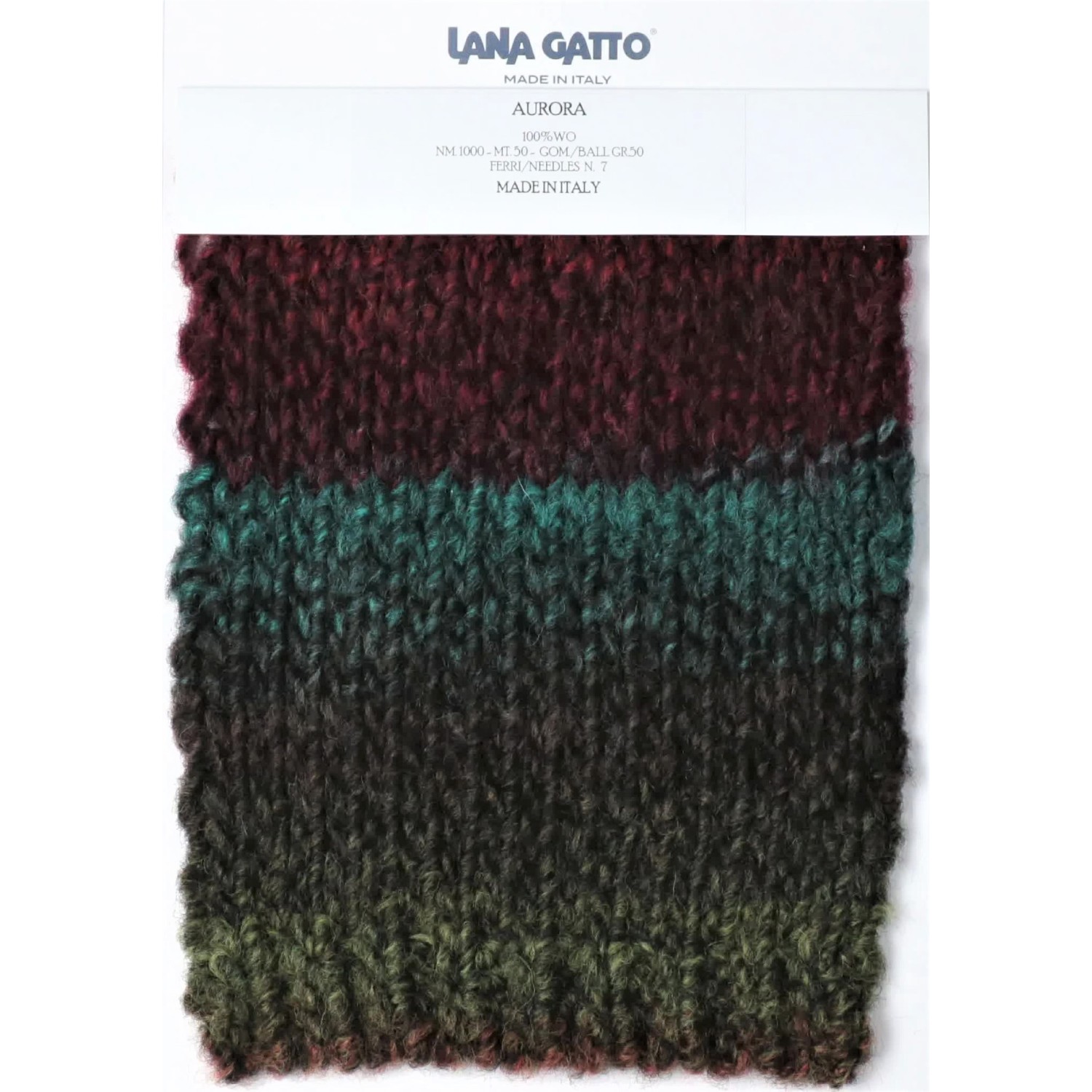 Gomitolo moda 50 gr. 50 mt. Lana Gatto "Aurora" 100% lana vergine ferri 7