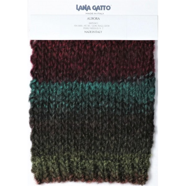 Gomitolo moda 50 gr. 50 mt. Lana Gatto "Aurora" 100% lana vergine ferri 7
