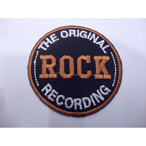 TOPPA PATCH TONDA RICAMO SU TESSUTO "ROCK RECORDING" TERMO O CUCIRE DIAM. 5,5 cm
