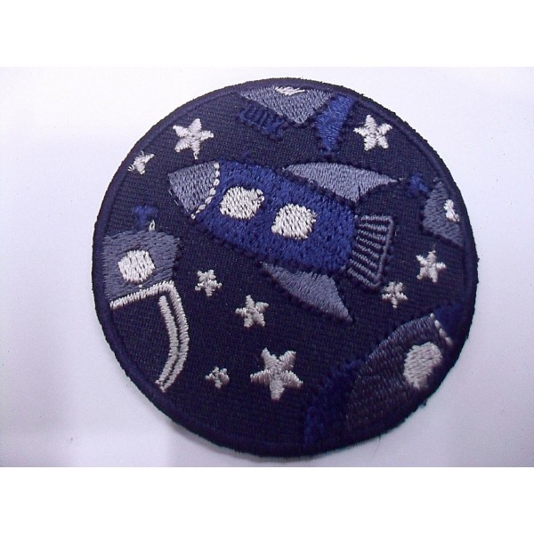 TOPPA PATCH TONDA RICAMO SU TESSUTO "RAZZO SPAZIO" TERMO O CUCIRE DIAM. 5,6 cm