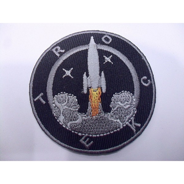 TOPPA PATCH TONDA RICAMO SU TESSUTO "RAZZO DECOLLO" TERMO O CUCIRE DIAM. 6,1 cm