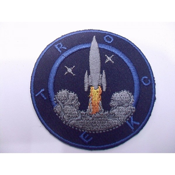 TOPPA PATCH TONDA RICAMO SU TESSUTO "RAZZO DECOLLO" TERMO O CUCIRE DIAM. 6,1 cm