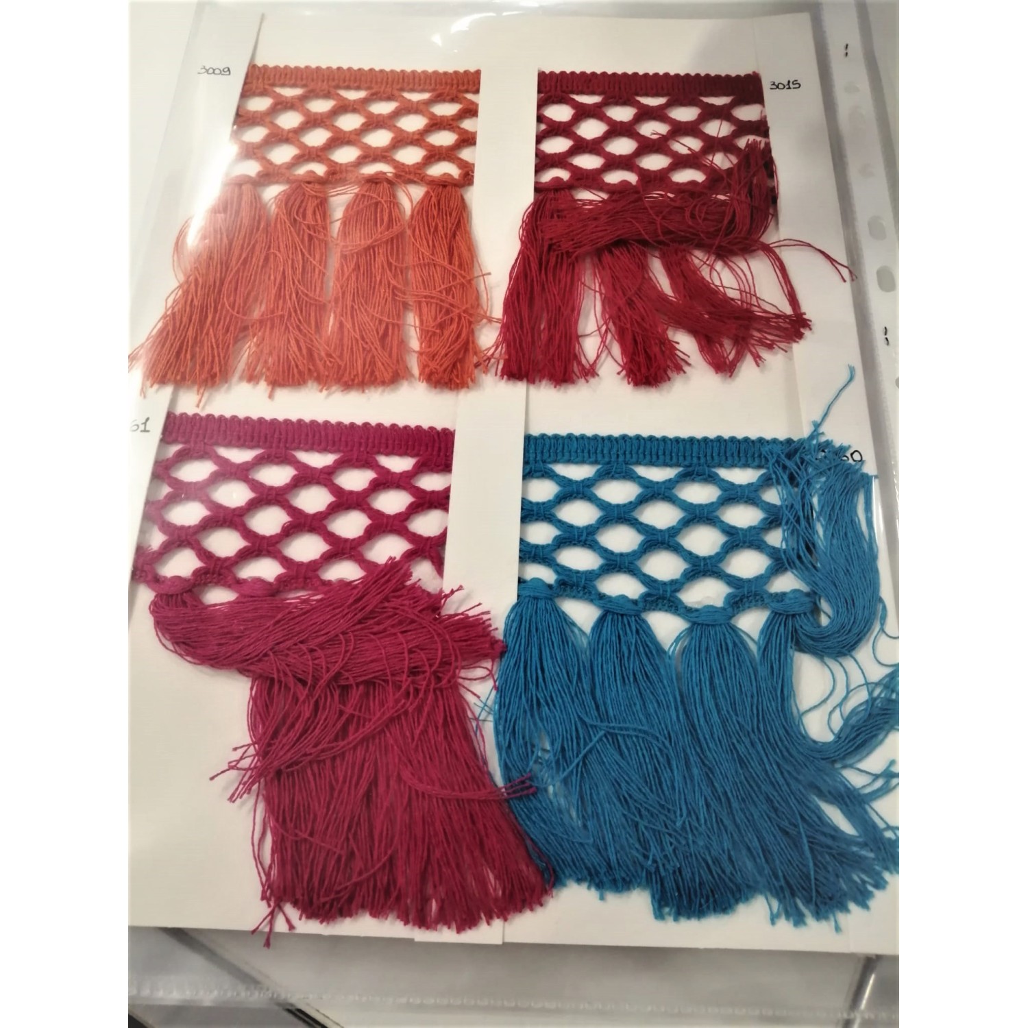 Passamaneria frangia in cotone altezza 12,5 cm. per decorazioni varie, 50 cm. vari colori
