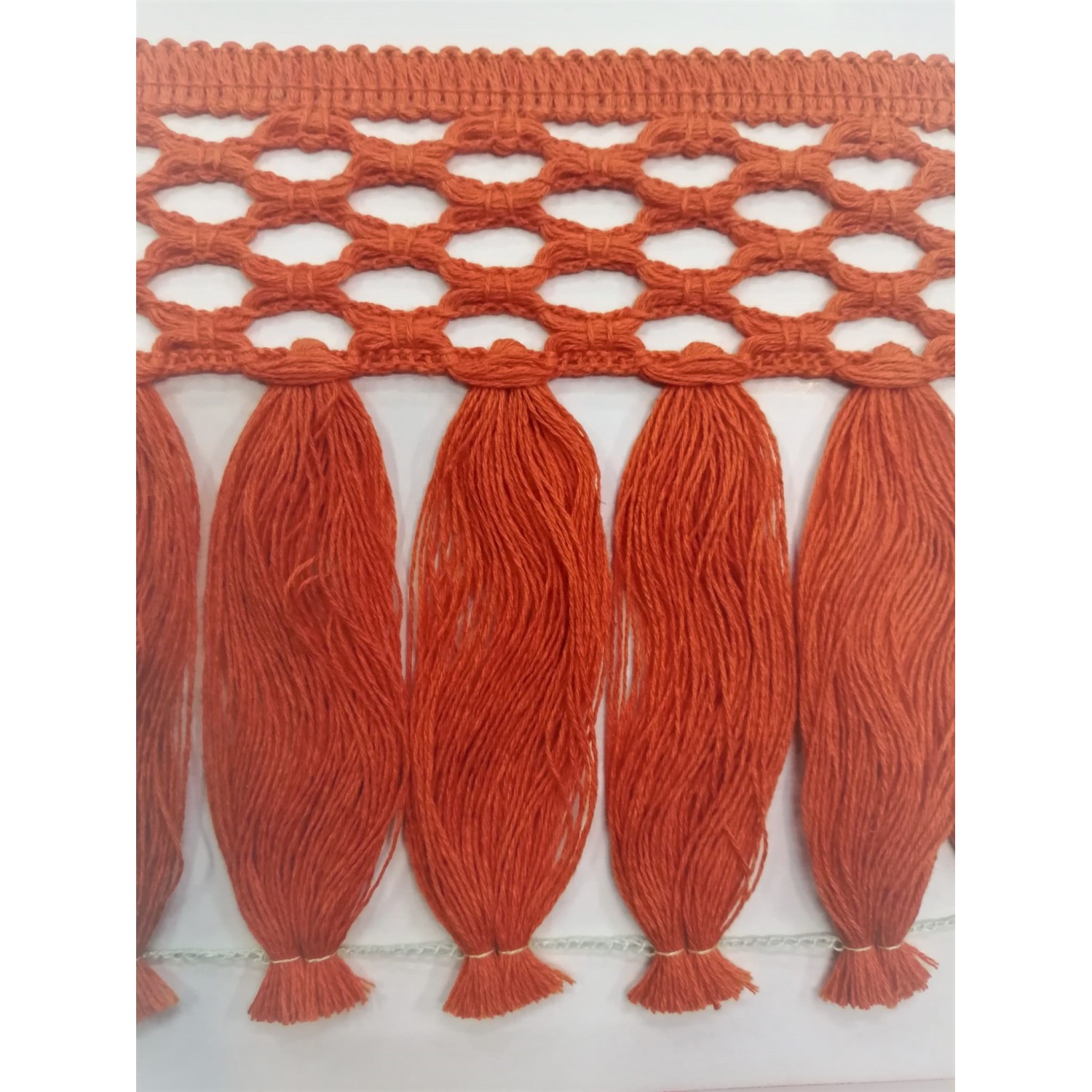 Passamaneria frangia in cotone altezza 12,5 cm. per decorazioni varie, 50 cm. vari colori