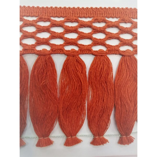 Passamaneria frangia in cotone altezza 12,5 cm. per decorazioni varie, 50 cm. vari colori