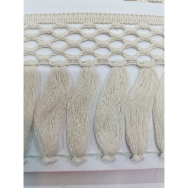 Passamaneria frangia in cotone altezza 12,5 cm. per decorazioni varie, 50 cm. vari colori