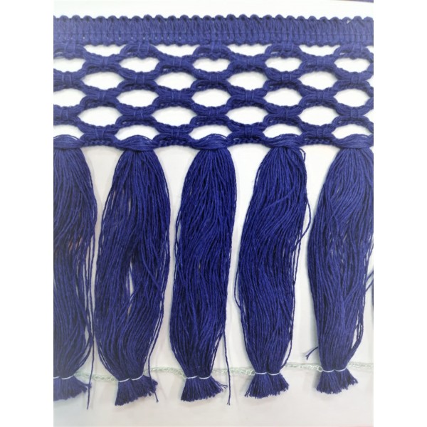Passamaneria frangia in cotone altezza 12,5 cm. per decorazioni varie, 50 cm. vari colori