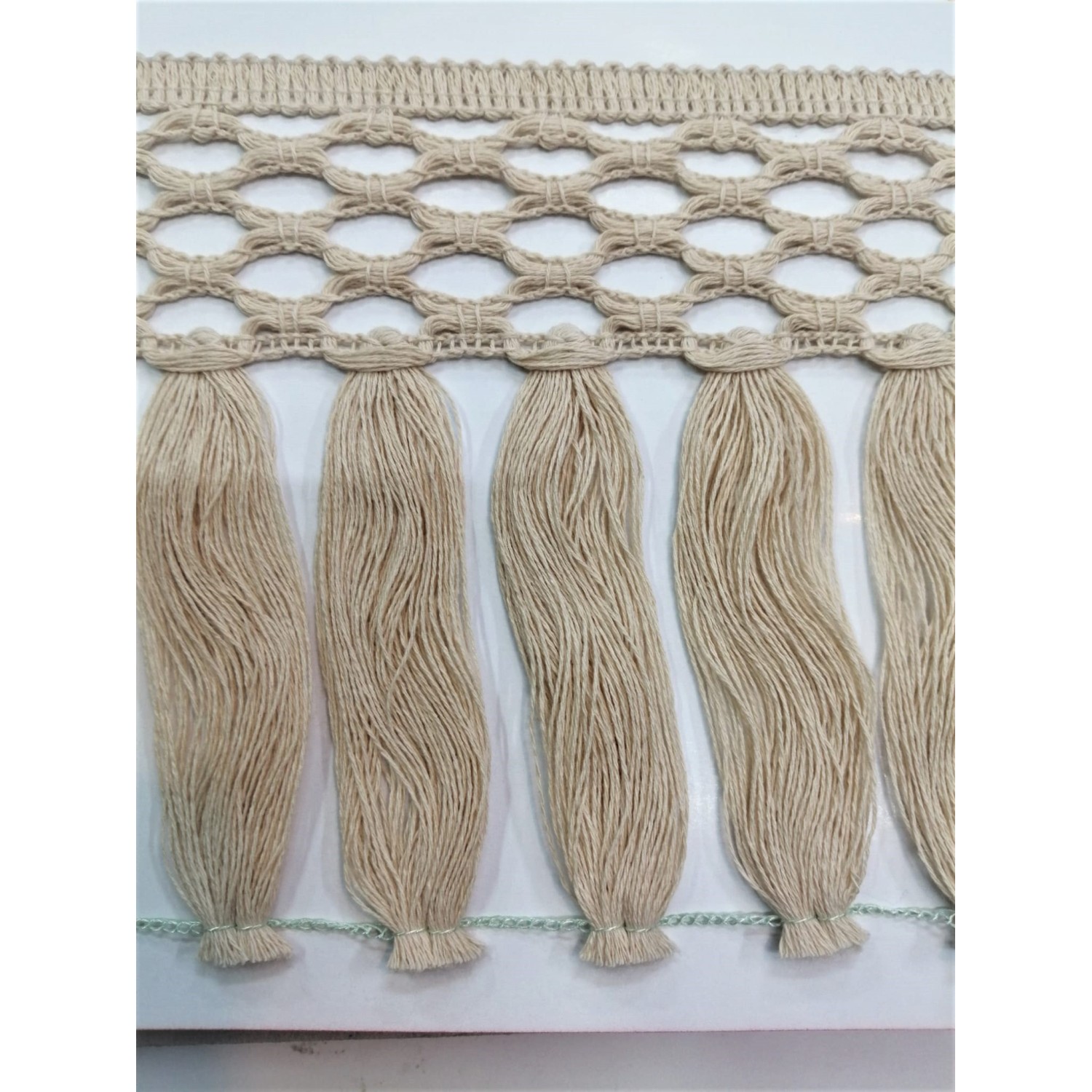 Passamaneria frangia in cotone altezza 12,5 cm. per decorazioni varie, 50 cm. vari colori