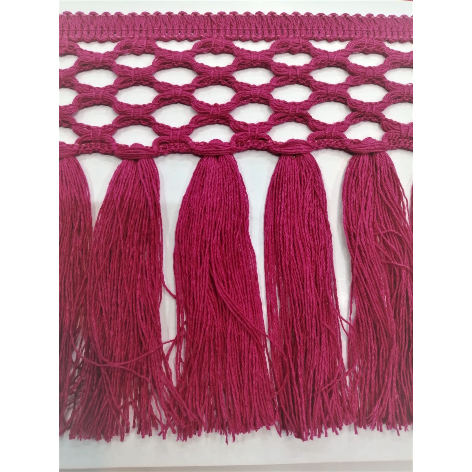 Passamaneria frangia in cotone altezza 12,5 cm. per decorazioni varie, 50 cm. vari colori