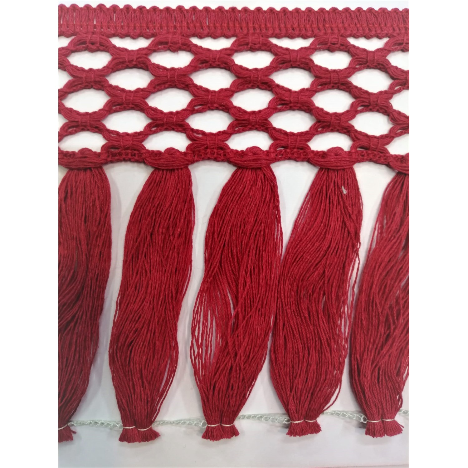 Passamaneria frangia in cotone altezza 12,5 cm. per decorazioni varie, 50 cm. vari colori