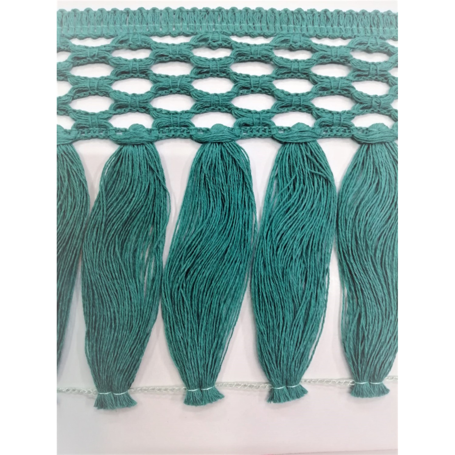 Passamaneria frangia in cotone altezza 12,5 cm. per decorazioni varie, 50 cm. vari colori