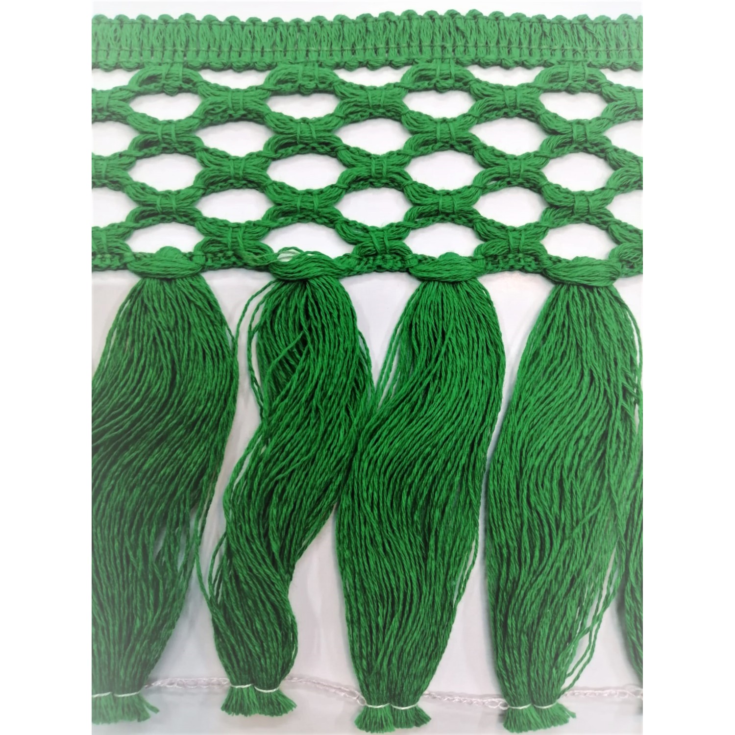 Passamaneria frangia in cotone altezza 12,5 cm. per decorazioni varie, 50 cm. vari colori