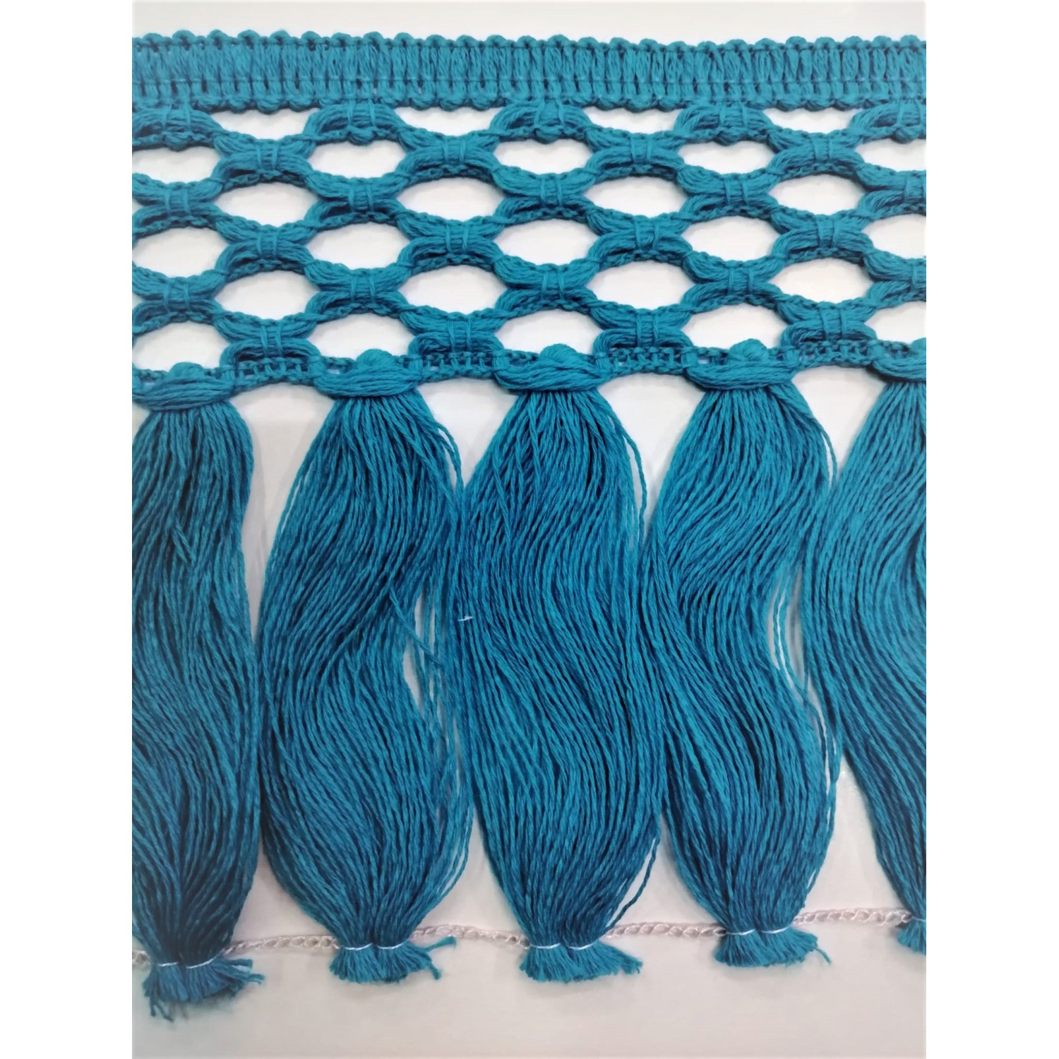 Passamaneria frangia in cotone altezza 12,5 cm. per decorazioni varie, 50 cm. vari colori