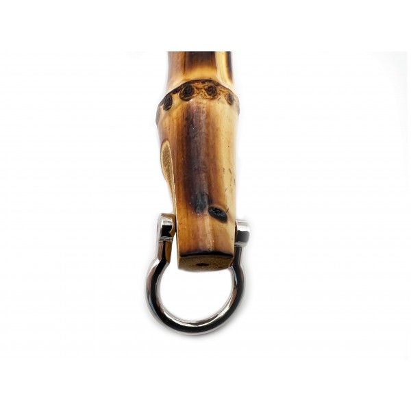 Coppia di manici per borsa in vero bamboo con anelli in metallo varie misure