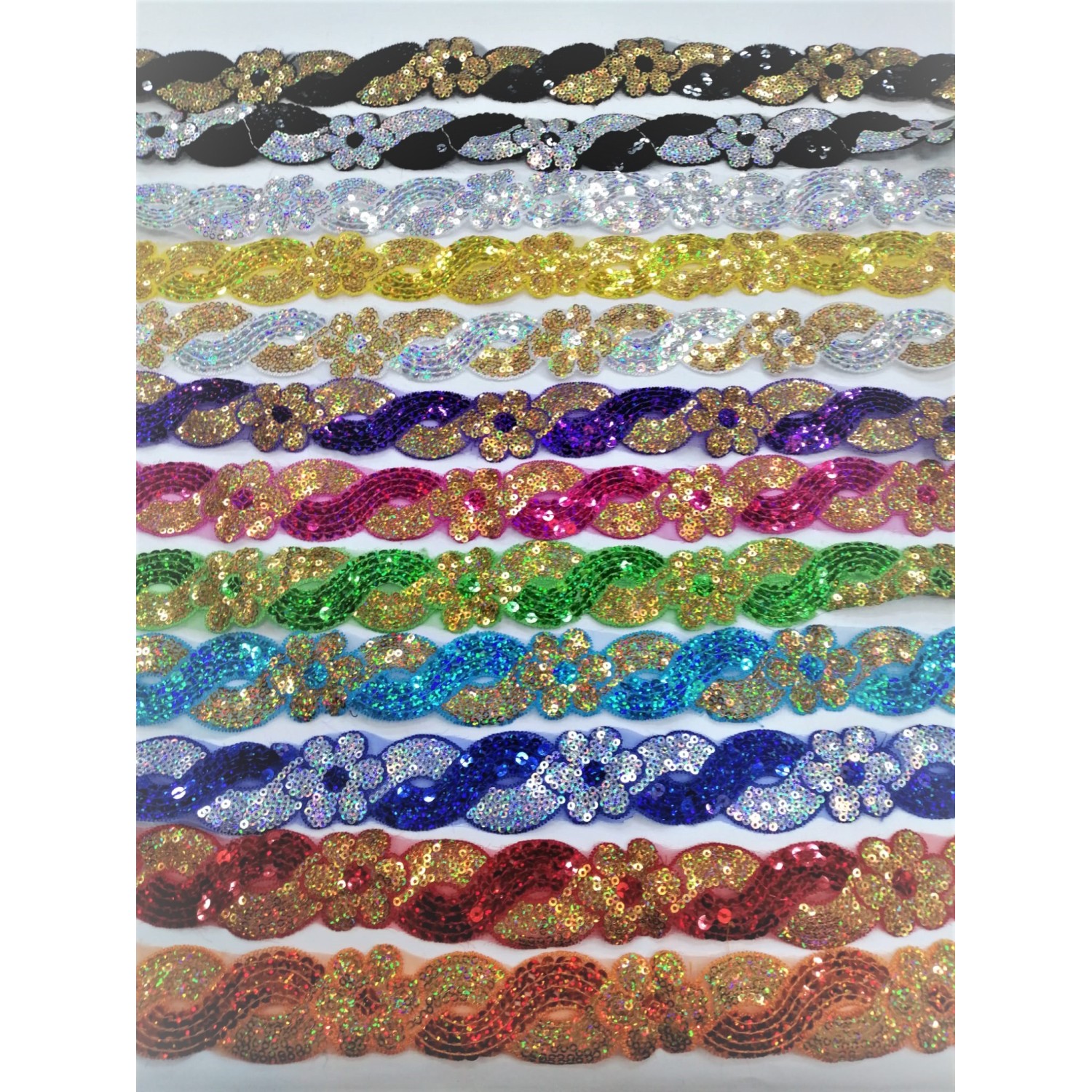 Novità passamaneria moda micropaillettes h. 40 mm. 1 metro vari colori