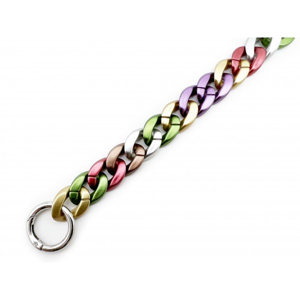 Catena resina multicolor con anelli moschettone lunghezza 50 cm. per borse e borsette e varie