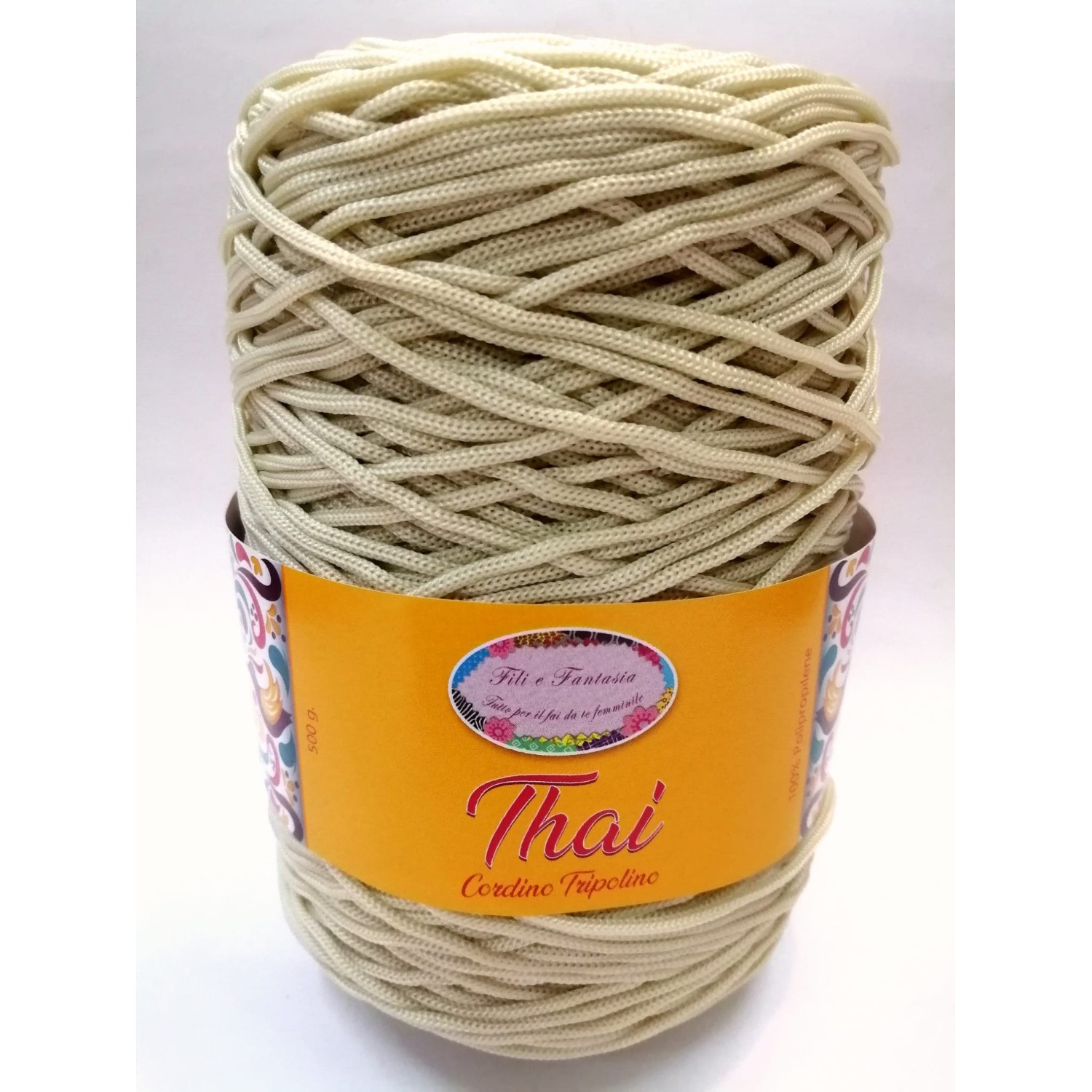 Cordino cordoncino Thai 500 gr. per borse, centri e varie, ferri uncinetto 3,5/4,5