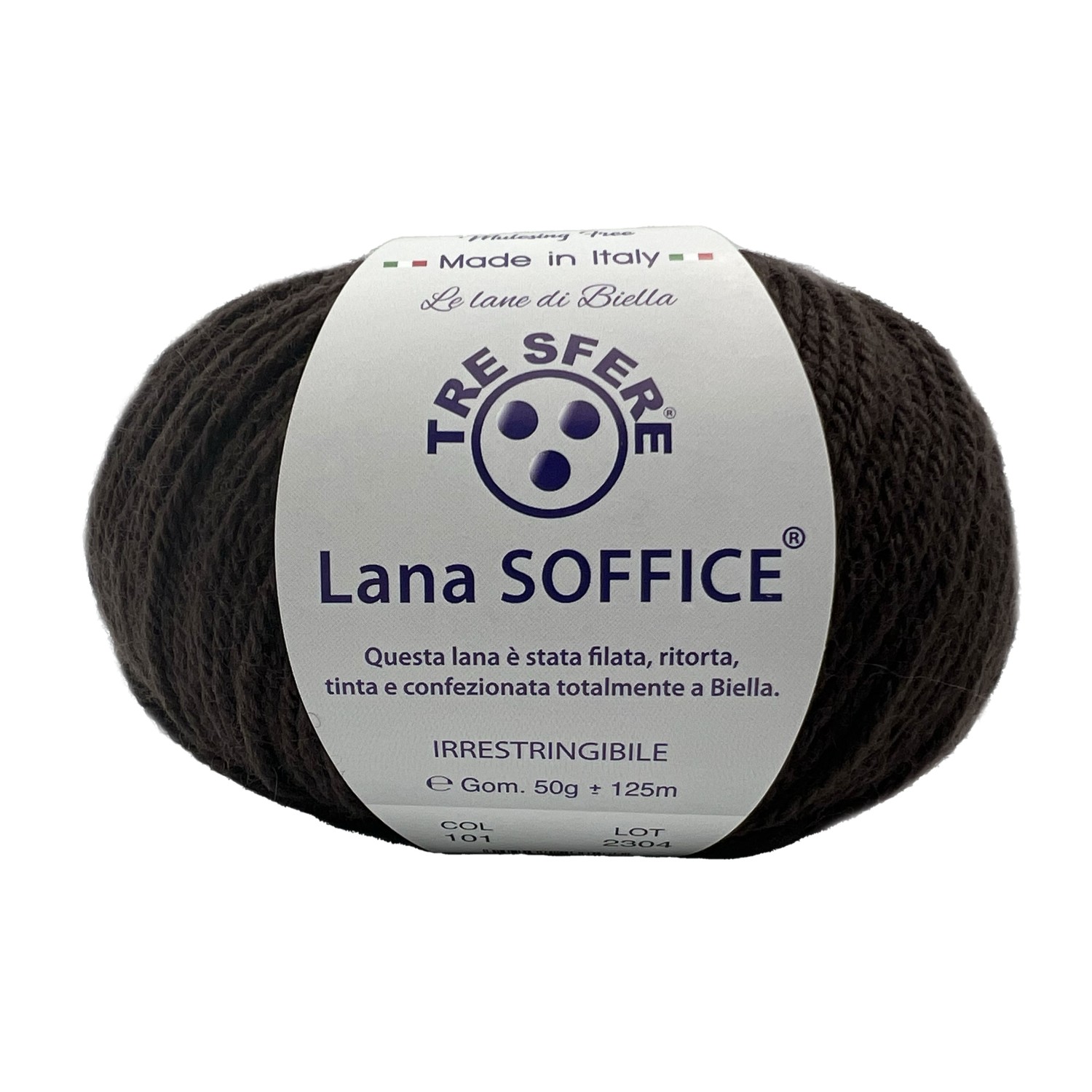 Gomitolo Lana Soffice Tre Sfere 50% Lana 50% Dralon +- 125 mt. ferri o unc. 4/5