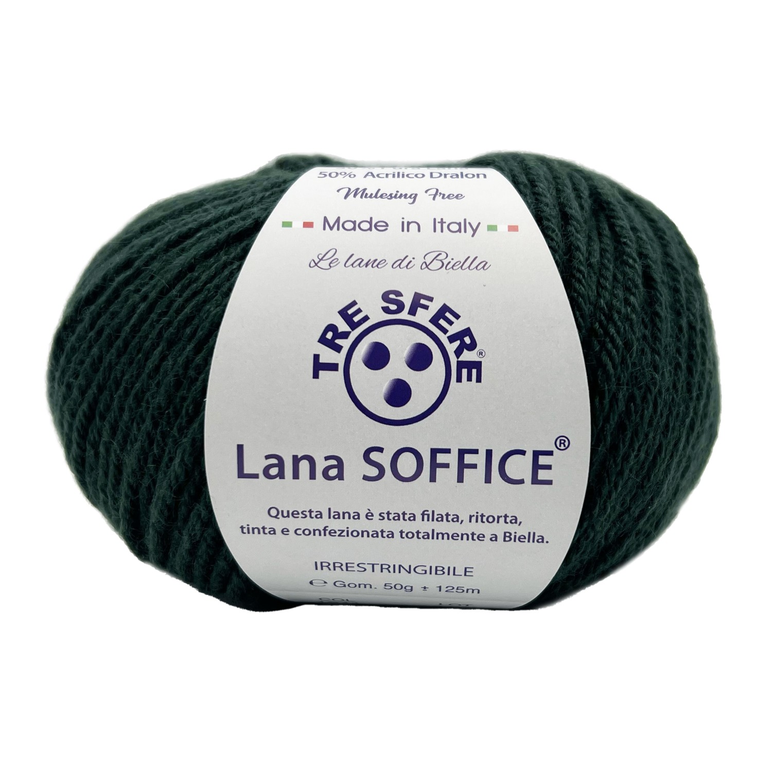 Gomitolo Lana Soffice Tre Sfere 50% Lana 50% Dralon +- 125 mt. ferri o unc. 4/5