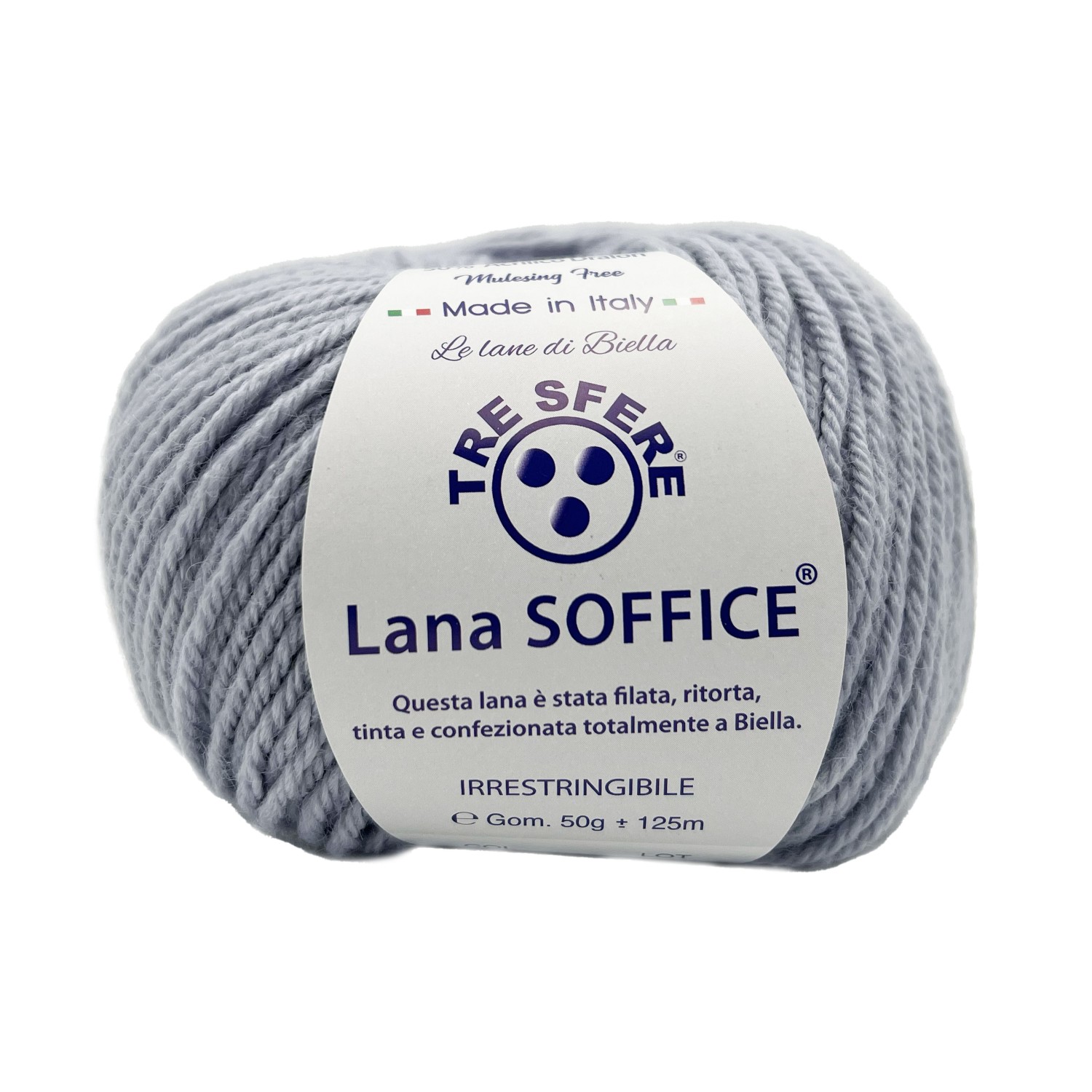 Gomitolo Lana Soffice Tre Sfere 50% Lana 50% Dralon +- 125 mt. ferri o unc. 4/5