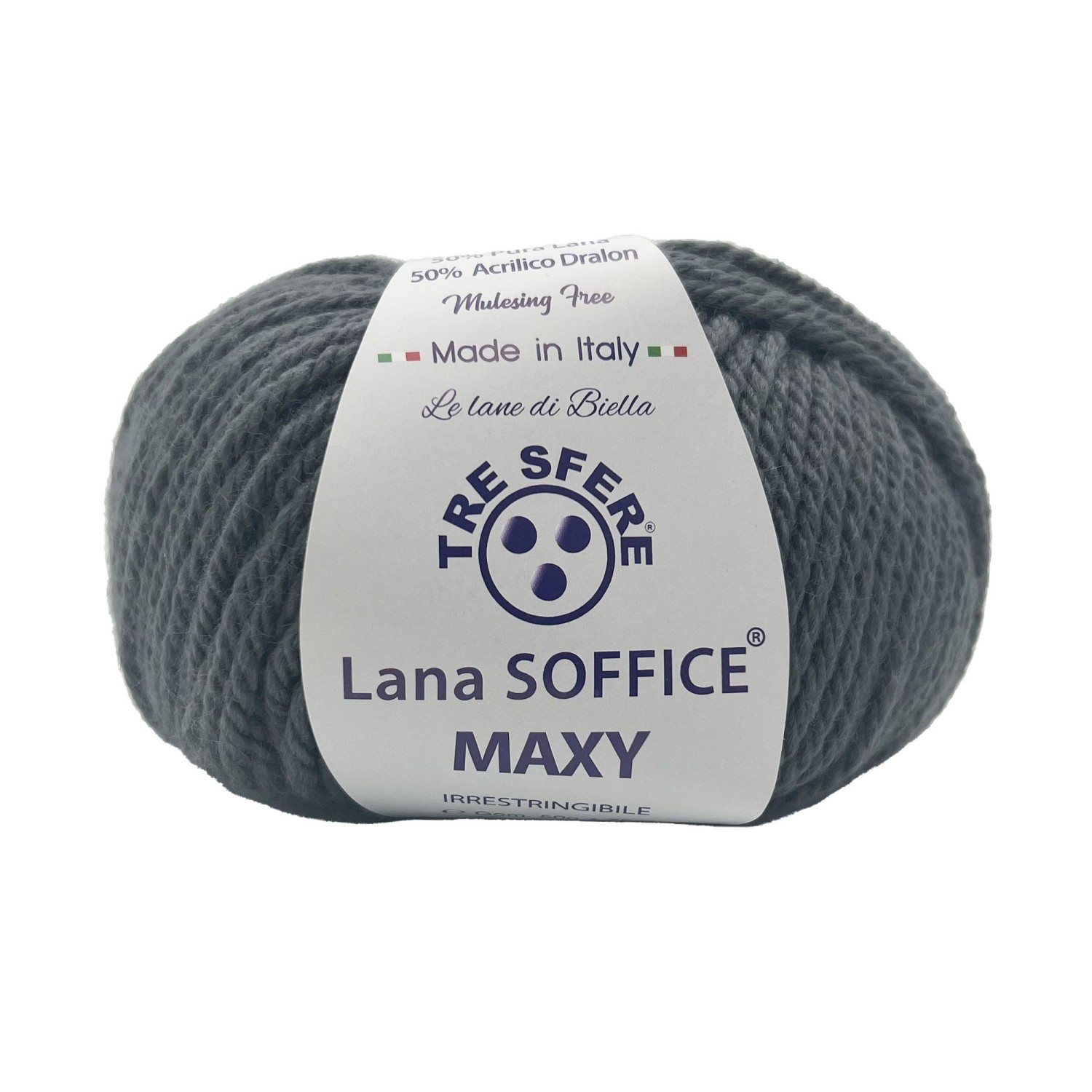 Gomitolo Lana Soffice Maxy Tre Sfere 50% lana 50% dralon lunghezza +- 75 mt. ferri o unc.6/7