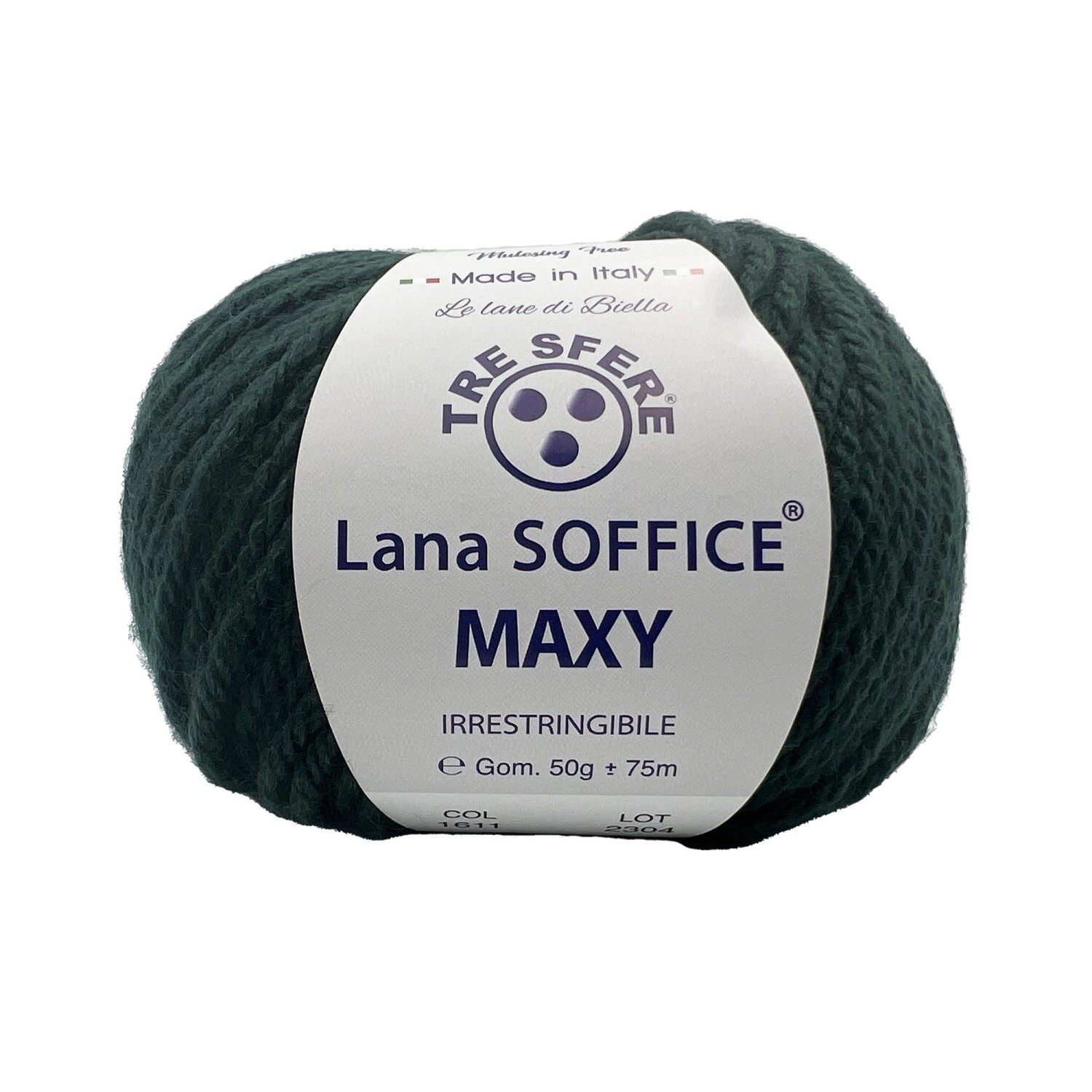 Gomitolo Lana Soffice Maxy Tre Sfere 50% lana 50% dralon lunghezza +- 75 mt. ferri o unc.6/7