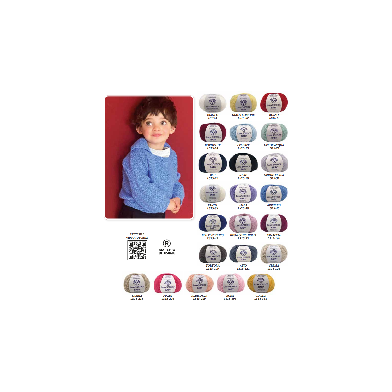 Gomitolo Lana Soffice Baby Made in Italy Tre Sfere 50% lana 50% dralon +- 175 mt. ferri o uncinetto 3/3,5