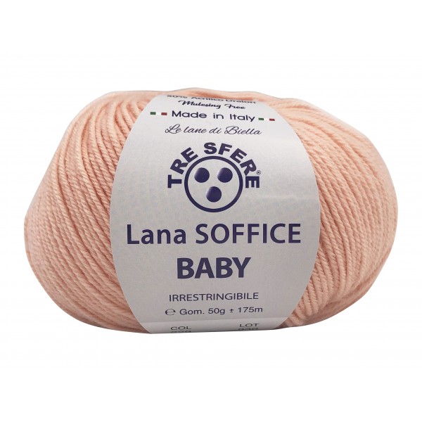 Gomitolo Lana Soffice Baby Made in Italy Tre Sfere 50% lana 50% dralon +- 175 mt. ferri o uncinetto 3/3,5