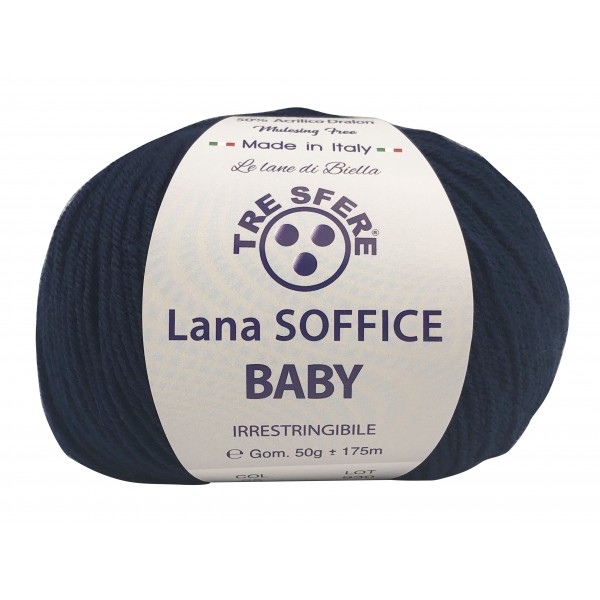 Gomitolo Lana Soffice Baby Made in Italy Tre Sfere 50% lana 50% dralon +- 175 mt. ferri o uncinetto 3/3,5