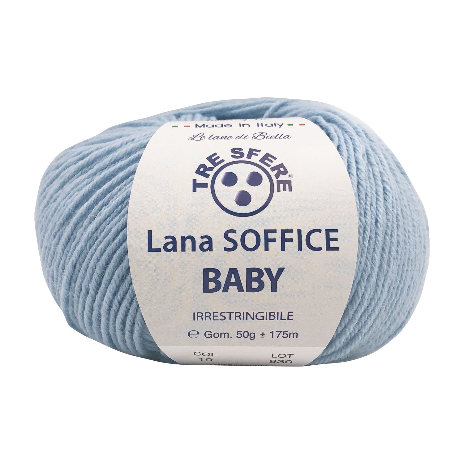 Gomitolo Lana Soffice Baby Made in Italy Tre Sfere 50% lana 50% dralon +- 175 mt. ferri o uncinetto 3/3,5