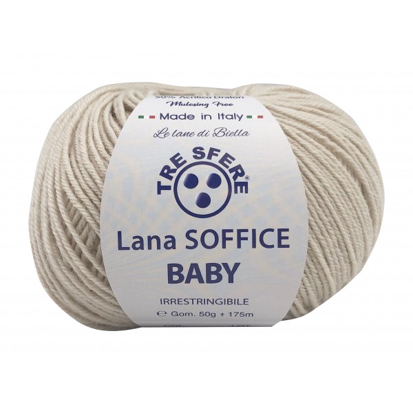 Gomitolo Lana Soffice Baby Made in Italy Tre Sfere 50% lana 50% dralon +- 175 mt. ferri o uncinetto 3/3,5
