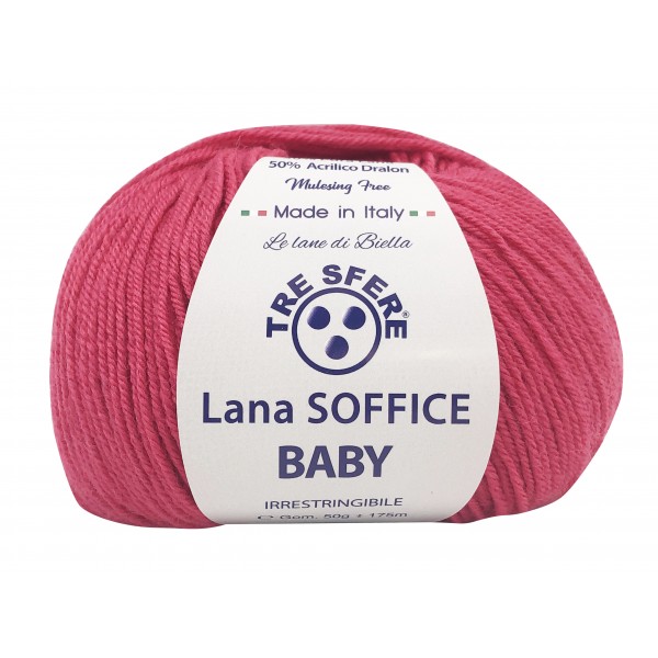 Gomitolo Lana Soffice Baby Made in Italy Tre Sfere 50% lana 50% dralon +- 175 mt. ferri o uncinetto 3/3,5
