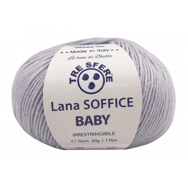 Gomitolo Lana Soffice Baby Made in Italy Tre Sfere 50% lana 50% dralon +- 175 mt. ferri o uncinetto 3/3,5