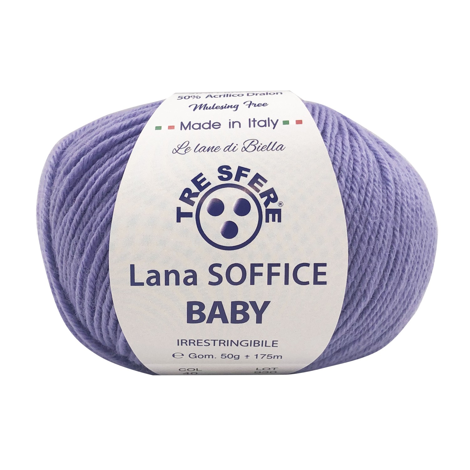 Gomitolo Lana Soffice Baby Made in Italy Tre Sfere 50% lana 50% dralon +- 175 mt. ferri o uncinetto 3/3,5