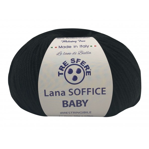 Gomitolo Lana Soffice Baby Made in Italy Tre Sfere 50% lana 50% dralon +- 175 mt. ferri o uncinetto 3/3,5