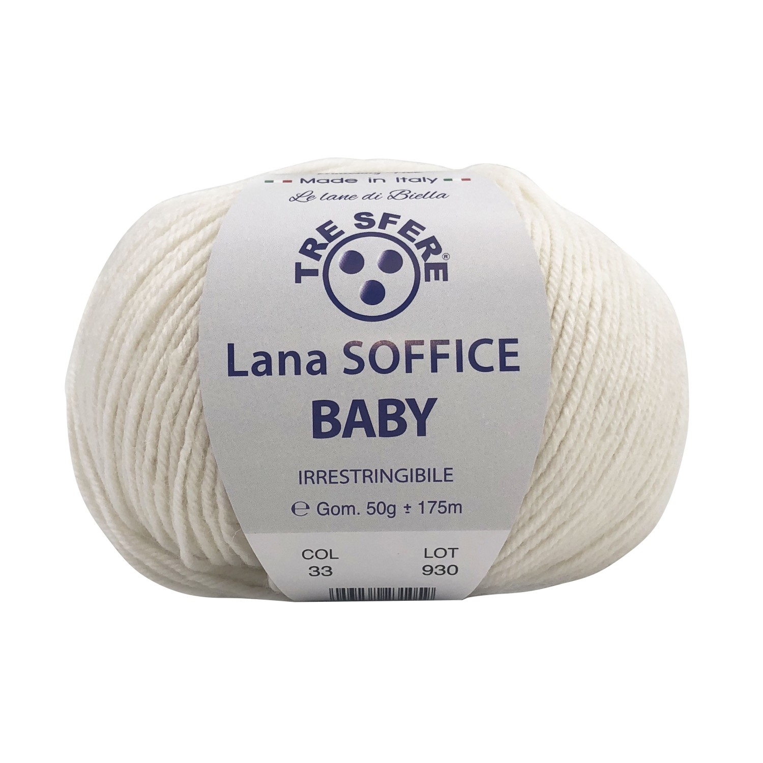 Gomitolo Lana Soffice Baby Made in Italy Tre Sfere 50% lana 50% dralon +- 175 mt. ferri o uncinetto 3/3,5