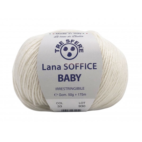 Gomitolo Lana Soffice Baby Made in Italy Tre Sfere 50% lana 50% dralon +- 175 mt. ferri o uncinetto 3/3,5