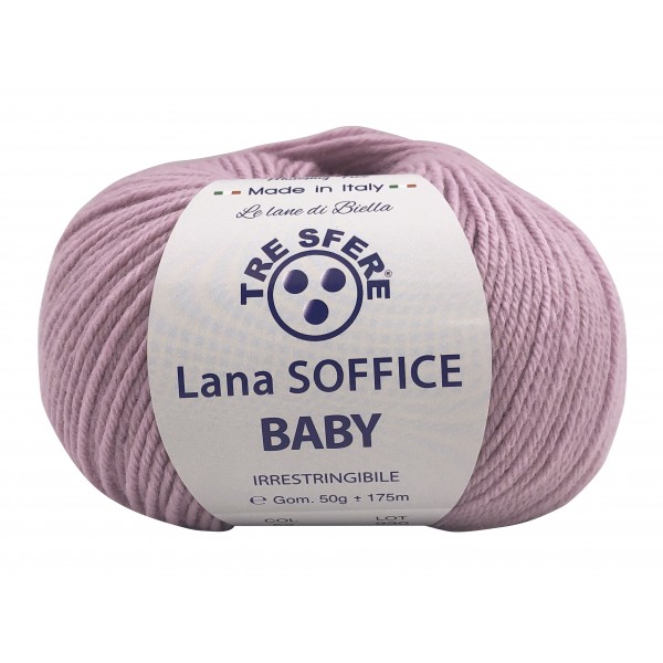 Gomitolo Lana Soffice Baby Made in Italy Tre Sfere 50% lana 50% dralon +- 175 mt. ferri o uncinetto 3/3,5