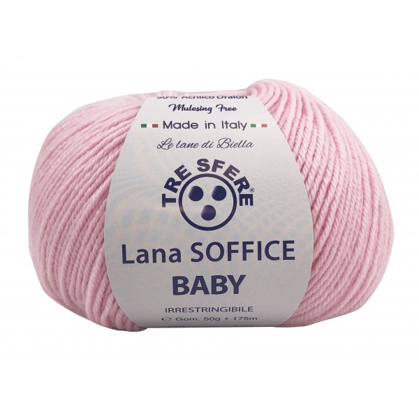 Gomitolo Lana Soffice Baby Made in Italy Tre Sfere 50% lana 50% dralon +- 175 mt. ferri o uncinetto 3/3,5