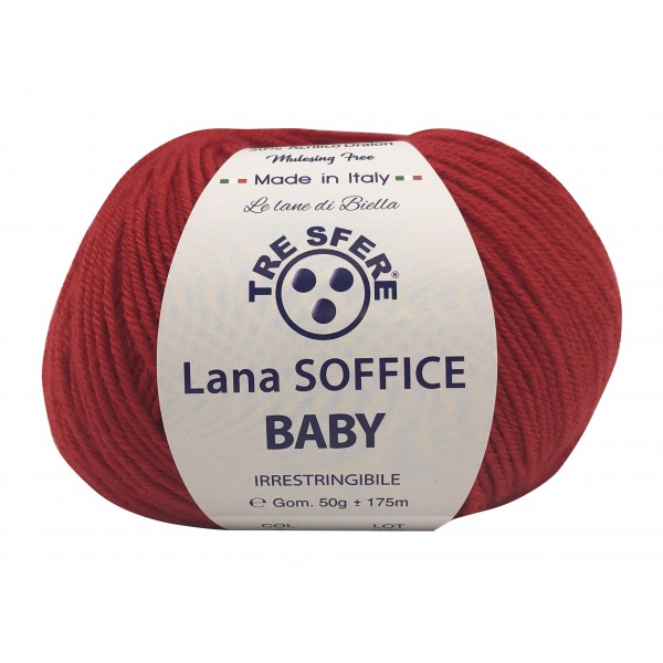 Gomitolo Lana Soffice Baby Made in Italy Tre Sfere 50% lana 50% dralon +- 175 mt. ferri o uncinetto 3/3,5