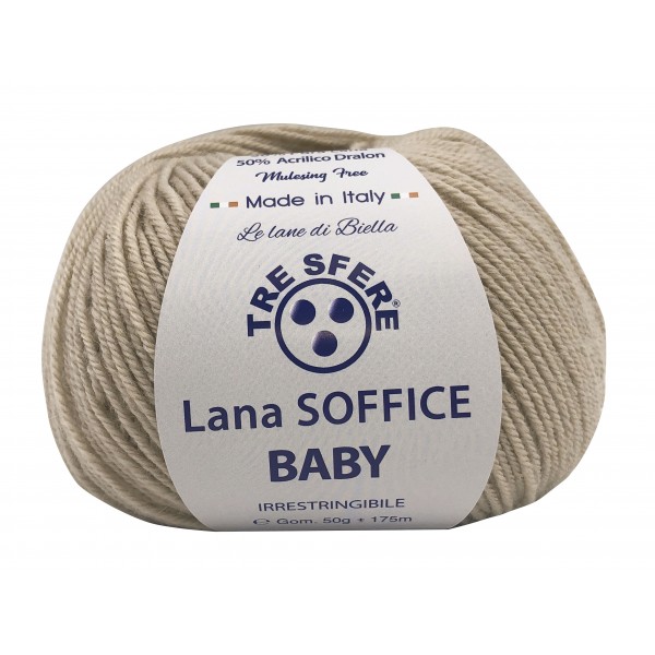 Gomitolo Lana Soffice Baby Made in Italy Tre Sfere 50% lana 50% dralon +- 175 mt. ferri o uncinetto 3/3,5