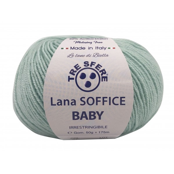 Gomitolo Lana Soffice Baby Made in Italy Tre Sfere 50% lana 50% dralon +- 175 mt. ferri o uncinetto 3/3,5