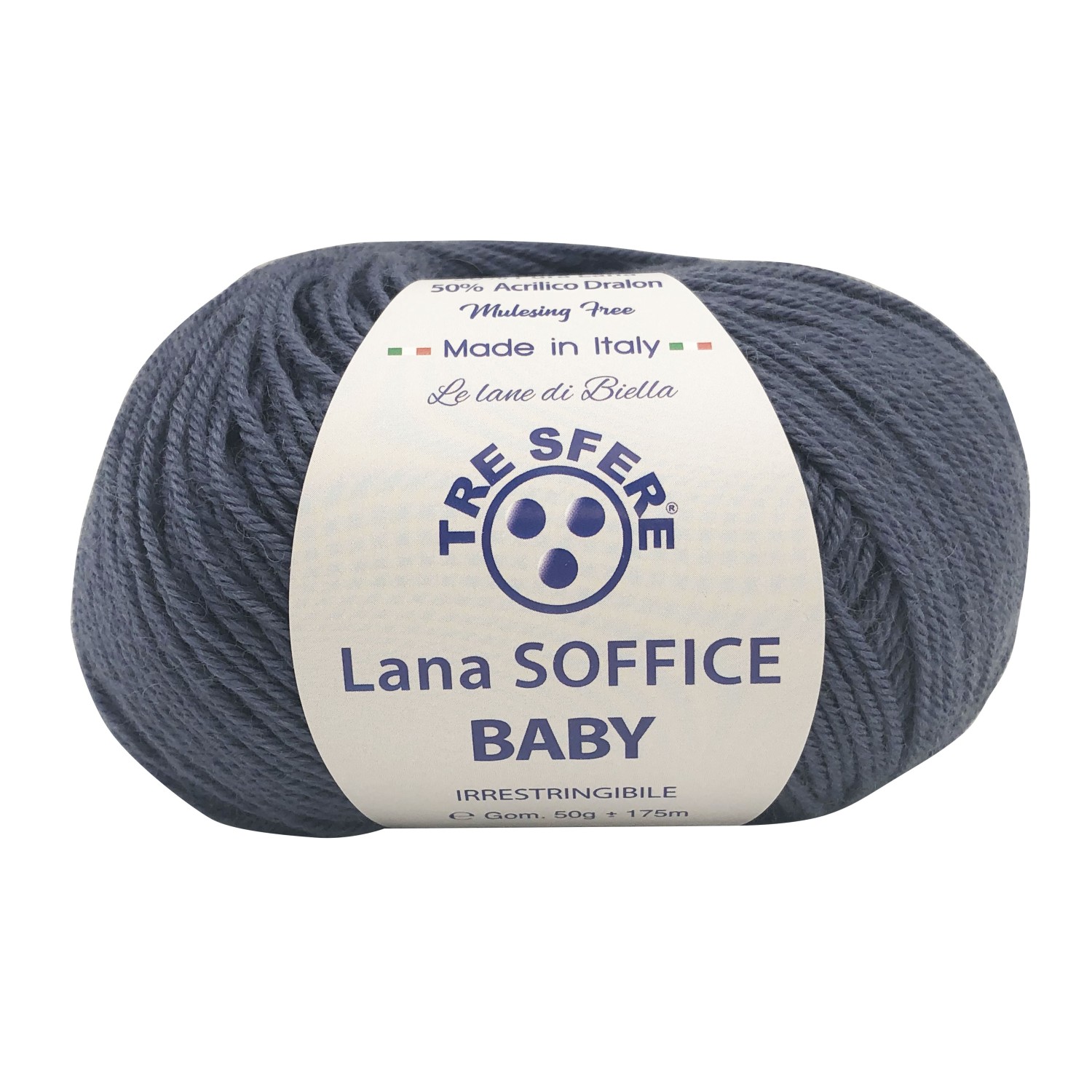 Gomitolo Lana Soffice Baby Made in Italy Tre Sfere 50% lana 50% dralon +- 175 mt. ferri o uncinetto 3/3,5
