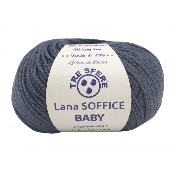Gomitolo Lana Soffice Baby Made in Italy Tre Sfere 50% lana 50% dralon +- 175 mt. ferri o uncinetto 3/3,5