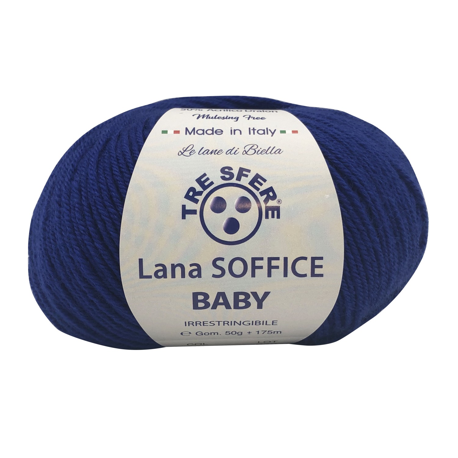 Gomitolo Lana Soffice Baby Made in Italy Tre Sfere 50% lana 50% dralon +- 175 mt. ferri o uncinetto 3/3,5