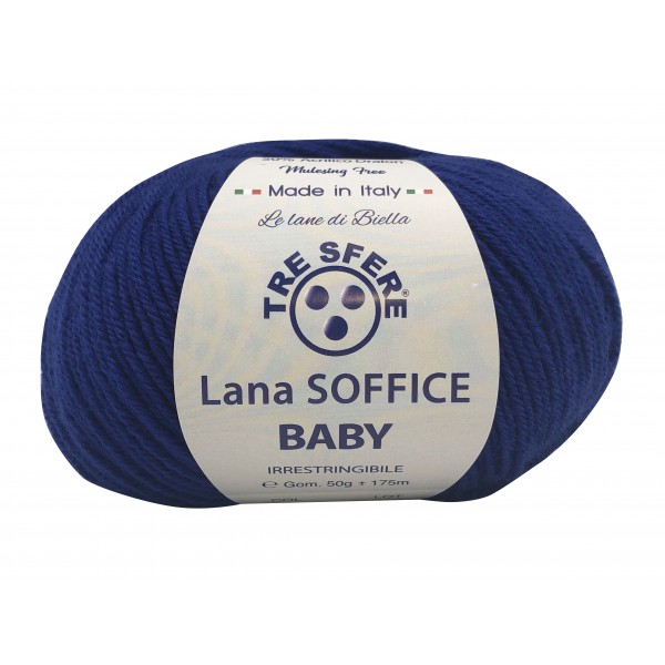 Gomitolo Lana Soffice Baby Made in Italy Tre Sfere 50% lana 50% dralon +- 175 mt. ferri o uncinetto 3/3,5