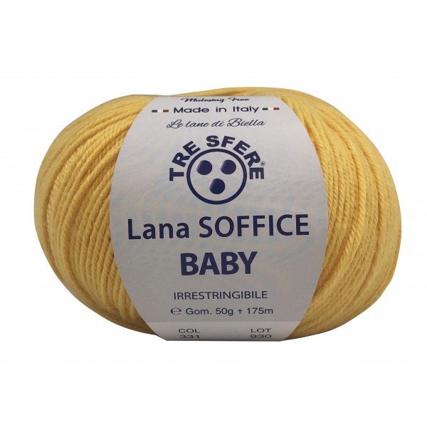 Gomitolo Lana Soffice Baby Made in Italy Tre Sfere 50% lana 50% dralon +- 175 mt. ferri o uncinetto 3/3,5